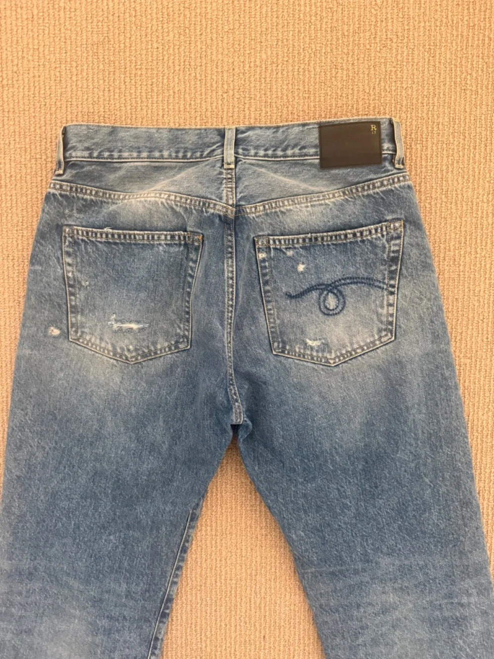R13 Light Blue Distressed Boyfriend Jeans - Picture 13 of 13